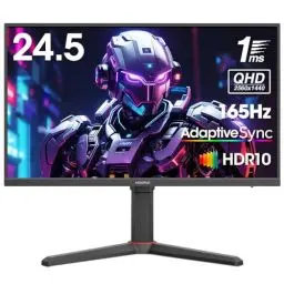 Produktbild: KOORUI 24.5 Zoll Gaming Monitor, QHD(2560x1440), 165Hz, 1ms, IPS, AdaptiveSync, Höhenverstellbar, VESA 75x75mm, Eye Care, HDMI, DisplayPort, Schwarz