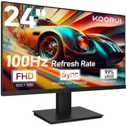 Produktbild: KOORUI 24 Zoll Gaming Monitor mit Lautsprecher, VA, FHD 1920 * 1080p, 100Hz, 75 x 75 mm VESA Mountable, Adaptive Sync Kompatibel, Eye Care, Rahmenlos