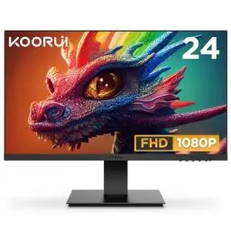 Produktbild: KOORUI 24 Zoll Monitor Full-HD, 75 Hz, 5ms, Eye Comfort, sRGB 99% Farbumfangs,(1920 x 1080, HDMI, VGA, Neigbar, VESA 75x75) Schwarz