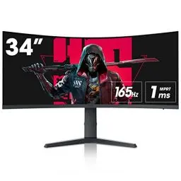 Produktbild: KOORUI 34 Zoll Ultrawide Curved Gaming Monitor, PC Bildschirm 165Hz, 1MS, 1000R, WQHD 3440x1440, VA, Adaptive Sync, 2xHDMI 100Hz & Display Port 165Hz, VESA 75 * 75mm, DCI-P3 90%, Höhenverstellbar
