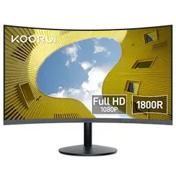 Produktbild: KOORUI Curved Monitor - 23.6 Zoll FHD Curved Computer Monitor, VA-Panel, 60Hz, Krümmung 1800R, Neigungsverstellung, Augenpflege, HDMI, VGA Gaming Monitor, Schwarz 24N5C