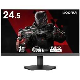 Produktbild: KOORUI Gaming Monitor 24.5 Zoll, 180Hz, Full HD Rahmenlos Bildschirm Adpitive Sync (1ms, VA-Panel, Eye-Care, 1920 x 1080, HDMI 2.0 & DisplayPort 1.4, VESA 75x75)