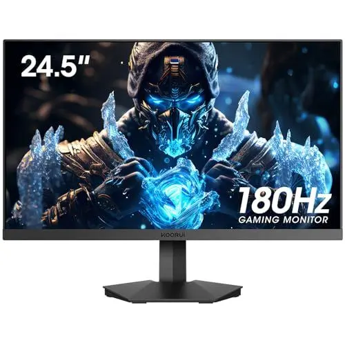 Produktbild: KOORUI Gaming Monitor, 24.5 Zoll PC Monitor 180Hz, Full HD Rahmenlos Bildschirm, HDMI & DisplayPort (1ms, VA, Eye-Care, 1920 x 1080, Adpitive Sync, VESA 75x75)