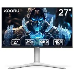 Produktbild: KOORUI Gaming Monitor 27 Zoll, 240Hz, VA Mini LED, 1ms, QHD Gaming Bildschirm Adaptive Sync, 2xHDMI 2.0 & DisplayPort 1.4, HDR 1000, DCI-P3 95%, VESA 75 * 75mm, Eye Care, Höhenverstellbar