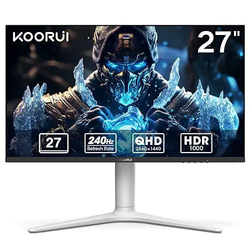 Produktbild: KOORUI Gaming Monitor 27 Zoll, 240Hz, VA Mini LED, 1ms, QHD Gaming Bildschirm Adaptive Sync, 2xHDMI 2.0 & DisplayPort 1.4, HDR 1000, DCI-P3 95%, VESA 75 * 75mm, Eye Care, Höhenverstellbar