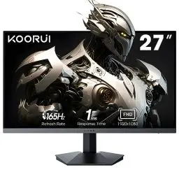Produktbild: KOORUI Gaming Monitor 27 Zoll, Full HD Rahmenlos Bildschirm 165Hz Adaptive Sync (1ms, VA-Panel, Eye-Care, 1920 x 1080, 2xHDMI 2.0, & DisplayPort 1.4, VESA 75x75mm, DCI-P3 90%)