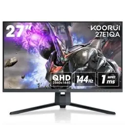 Produktbild: KOORUI Gaming Monitor 27 Zoll QHD 144 Hz, 1ms, DCI-P3 90% Farbumfangs, Adaptive Sync, 2560x1440, HDMI, DisplayPort