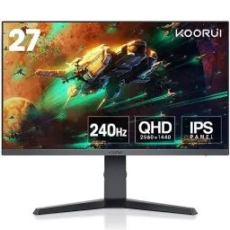 Produktbild: KOORUI Gaming Monitor 27 Zoll - WQHD Bildschirm PC, 240Hz, 1ms, Adaptive-Sync, Gsync Compatibility, (2560x1440, HDMI, DisplayPort, HDR 400) schwarz/rot