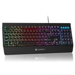 Produktbild: KOORUI Gaming Tastatur, Deutsches QWERTZ-Layout mit Handballenauflage Ghosting Schutz Tastaturen USB Kabel 12 Multi Media Tasten für Windows MacOS Linux -Schwarz