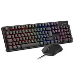 Produktbild: KOORUI Gaming Tastatur Maus Set, Mechanisch Maus Tastatur Set DE QWERTZ Layout 12 Funktionstasten USB Ergonomische Tastatur und Maus mit 6 Tasten 3200 DPI für Win, MacOS, Linux-Rotem Schalter