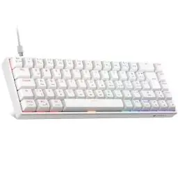 Produktbild: KOORUI Mechanisch Tastatur, 60% Gaming Tastatur mit 12 Tasten Multifunktionstaste USB Kabel Volles Tasten-Rollover Deutsches Layout QWERTZ für Windows MacOS Linux-Blauer Schalter, Weiß