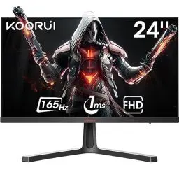 Produktbild: KOORUI Monitor 24 Zoll, Full-HD Gaming Monitor PC Bildschirm VA 1ms 165Hz Monitor, DCI-P3 85%, AdaptiveSync Technologie, 2 x HDMI, DisplayPort, Einstellbare Neigung, Schwarz