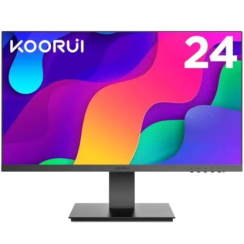 Produktbild: KOORUI Monitor 24 Zoll, Full HD Rahmenlos Bildschirm 16:9 IPS-Panel (75Hz, 5ms, Eye-Care, 1920 x 1080, HDMI, VGA, VESA 75x75)