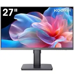 Produktbild: KOORUI Monitor 27 Zoll, PC Bildschirm Rahmenlos (FHD 1920 * 1080, IPS, 100Hz, HDMI 1.4 & VGA, VESA 75 * 75mm,Eye Care) Höhenverstellbar, Drehbare-27N6
