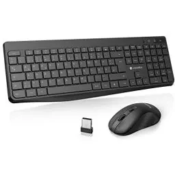 Produktbild: KOORUI Tastatur und Maus Kabellos, Leise Maus Tastatur Set Deutsches Layout QWERTZ mit 12 Funktionstasten 2.4 GHz Tastatur Maus Set für Windows,MacOS,Linux-Schwarz