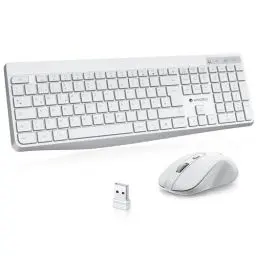 Produktbild: KOORUI Tastatur und Maus Kabellos, Leise Maus Tastatur Set Deutsches Layout QWERTZ mit 12 Funktionstasten 2.4 GHz Tastatur Maus Set für Windows, MacOS, Linux-Weiß (Batterie Nicht Enthalten)