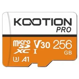 Produktbild: KOOTION Micro-SD-Karte 256 GB SDXC UHS-I Geschwindigkeit bis zu 90 MB/s SD-Karte V30, A1, U3 für Drohne/Dash Cam/Kamera/Phone/Nintendo Switch/PC/Tablet