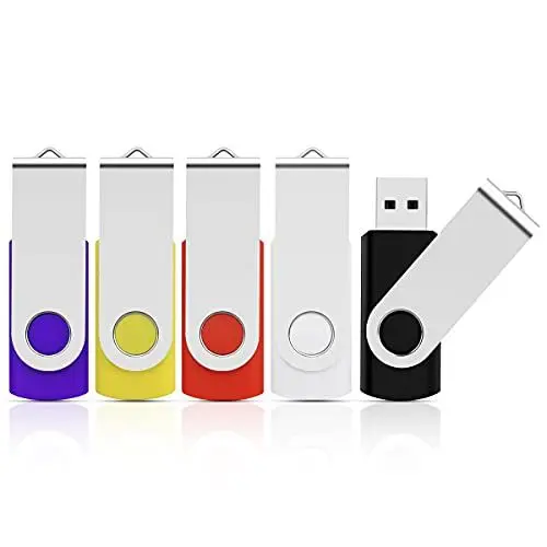 Produktbild: KOOTION USB Stick 16GB 5er Pack Speicherstick 5 Stück 16G USB-Flash-Laufwerk Bunt USB 2.0 Memory Sticks Metall Set 5 STK Datenspeicher Stick Mehrfarbig: Schwarz, Weiß, Rot, Gelb, Lila