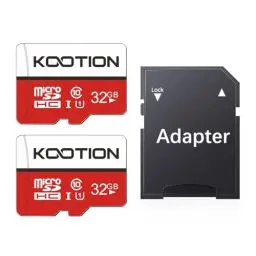 Produktbild: Kootion Micro SD Karte 32GB Speicherkarte MicroSDHC Class 10 Mini SD Karte UHS-I U1 A1 Memory Cards 2er Pack Speicher SD Karten 32G 2 Stück Micro SD Card Memory Karte für Kameras Handy Android Tablet