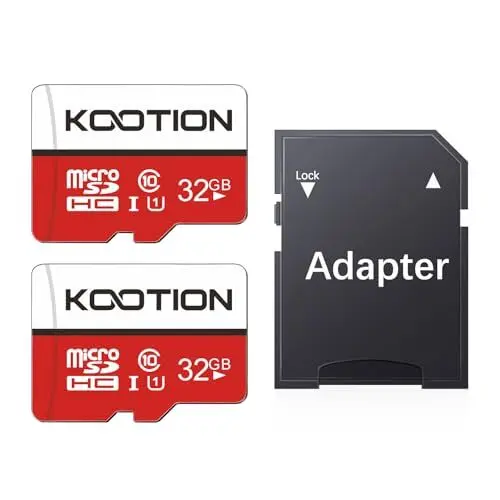 Produktbild: Kootion Micro SD Karte 32GB Speicherkarte MicroSDHC Class 10 Mini SD Karte UHS-I U1 A1 Memory Cards 2er Pack Speicher SD Karten 32G 2 Stück Micro SD Card Memory Karte für Kameras Handy Android Tablet