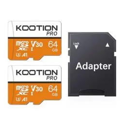 Produktbild: Kootion Micro SD Karten 64GB Speicherkarte 2er Pack Mini SD Karte MicroSDXC Card 64G U3 Memory Card(A1 UHS-I V30 4K) SD Karten 2 Stück Speicher SD Karte für Kameras Handy Tablets Android Smartphones