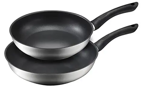 Produktbild: Kopf Pfannenset Alfons (Ø 24 + 28 cm) Edelstahl Pfannen Induktion mit Teflon Antihaftbeschichtung