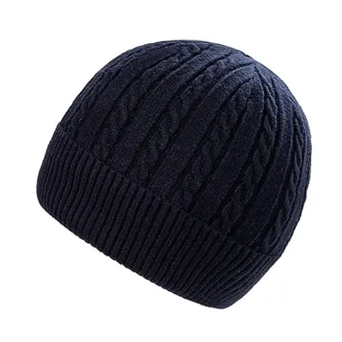 Produktbild: Kopfbedeckung Damen Halstuch Damen Schal Damen Männer und Frauen und Winter gestrickte Melone Cap Herren warme -Mütze mit Flansch Schals & TüCher FüR Damen Kopftuch Schal Damen (Navy, One Size)