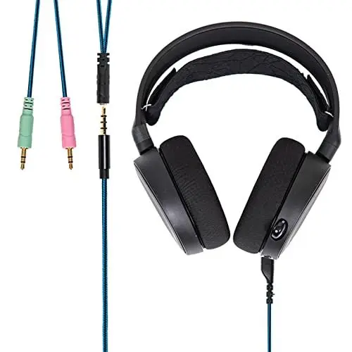 Produktbild: Kopfhörer Audiokabel, Ersatz Kopfhörer Audiokabel mit Y Adapterkabel, OFC Kupfergeflecht Aux Kabel für Arctis 3/5/7/Pro