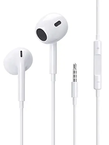 Produktbild: Kopfhörer Earphones Stereo 3.5mm Jack Kopfhörer Earphones kompatibel mit Phones 6 6S Plus Pod pad Huawei Samsang Smartphone Laptop MP3 Weiß