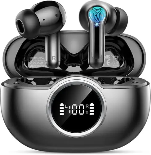 Produktbild: Kopfhörer Kabellos Bluetooth 5.4, In-Ear Kopfhörer Bluetooth mit 4 ENC Mic, Kabellose Kopfhörer 36 Std Noise Cancelling Earbuds, IP7 Wasserdicht Ohrhörer, LED-Anzeige Headphone, USB-C, für Android/iOS