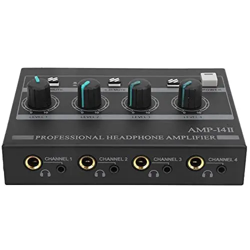 Produktbild: Kopfhörerverstärker 4 Kanal Ferrolegierung Kopfhörer Splitter Verstärker Mono/Stereo Monitor Set AMP-i4Ⅱ mit Rutschfester Matte auf der Unterseite (100-240V)(EU Plug)