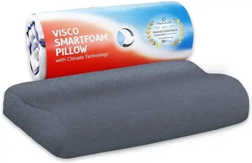 Produktbild: Kopfkissen 40x80 HADAR Wave Quickdry, höhenverstellbares HWS Nackenstützkissen aus Visco-Schaum mit Klima-Bezug, Nacken-Kissen für Seitenschläfer & Rückenschläfer, passt in 40 x 80 cm Bezug