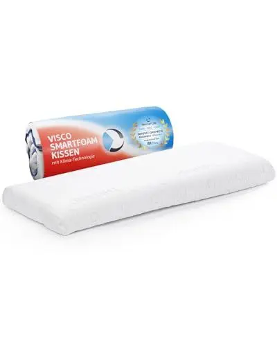 Produktbild: Bauchschläferkissen 40x80 HADAR Low Thermic, Flaches 6cm Kopfkissen für Bauchschläfer, hochwertiger Memory-Foam, Thermoregulierender Bezug, Ergonomisches Schlaf-Kissen für Bauchlage, passt in 40 x 80