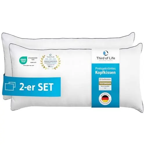 Produktbild: Kopfkissen 40x80 inSPIRO 2er Set, Orthopädisches Schlaf-Kissen von Schlafexperten entwickelt, 40 x 80 cm pillow für Seitenschläfer, Rückenschläfer, Bauchschläfer, Nackenstützkissen für Allergiker