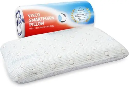 Produktbild: Bauchschläferkissen 40x60 MIZAR Thermic, Extra flach - 7 cm Höhe, Orthopädisches Schlaf-Kissen, hochwertiger Memory-Foam, Kopfkissen Bauchschläfer, ergonomisch, schnelltrocknend & thermoregulierend