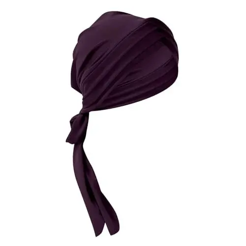 Produktbild: Kopfschmuck Damen Eid Al Fitr-Stirnband für Damen, einfarbig, dreifacher Langer Schwanz, muslimisches Stirnband, kann hinter dem Hut gebunden Werden Tennistasche Head (Purple, One Size)
