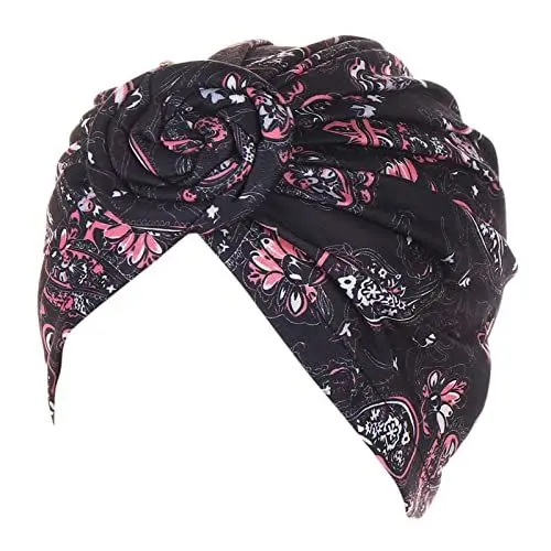 Produktbild: GroßEs Tuch Sonnenschutz Head Scarf Women Schal Frauen ethnische böhmische Blumenhaarabdeckung Wrap Turban Headwear Turban Cap für Frauen Cancer Head Hat Schal Light Blue TüCher Damen (B, One Size)