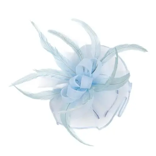Produktbild: Kopftuch Schwarz Damen Cabrio Kopfbedeckung Damen Frauen Hut Kopfbedeckung Kirche Feder Clip Fascinator Hut Hochzeit Party Kappe für Halstuch Baumwolle Halstuch Damen Schwarz Seide (Blue, One Size)
