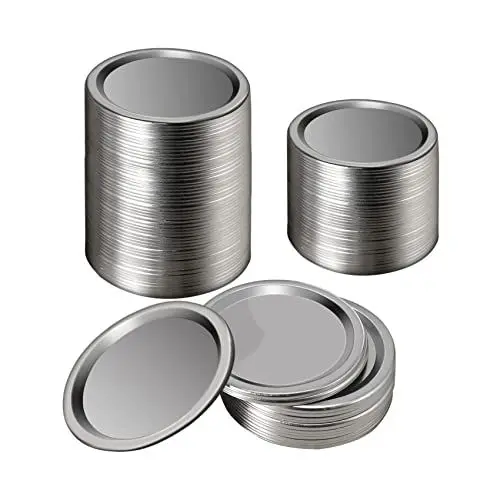 Produktbild: Kopinma 100er Pack Große Wiederverwendbare Weithals Einmachglas Deckel, 86mm Silberfarbene, Auslaufsichere Lebensmittelkonservierung und Lagerung mit Silikondichtungsringen