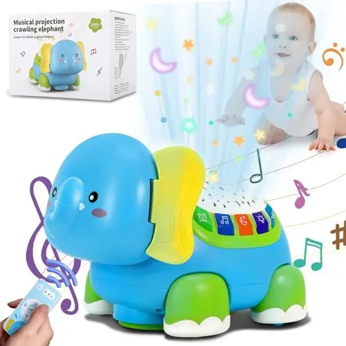 Produktbild: Baby Spielzeug Musik Spielzeug mit Licht und Sternprojektion, Elefant Krabbelspielzeug, Krabbeln Lernspielzeug für ab 6 7 8 9 10 12 Monaten Junge Mädchen Geschenk