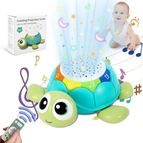 Produktbild: Kopolos Baby Spielzeug ab 6 Monate, Einschlafhilfe Kinder Schildkröte Spielzeug mit Licht und Sternprojektion Musik Spielzeug,Krabbeln Lernspielzeug für ab 6 Monate Mädchen Jungen Geschenk