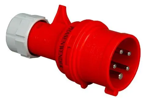 Produktbild: Kopp 179100004 CEE Stecker, rot mit Phasenwender 5-polig, 16 A, 400 V