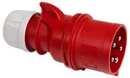 Produktbild: Kopp 179200007 CEE Stecker, rot mit Phasenwender 5-polig, 32 A, 400 V