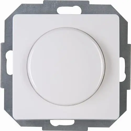 Produktbild: Kopp PARIS Druck-Wechselschalter-Dimmer mit Drehknopf - Arktis-Weiß - Für 7-110W Glühlampen & 3-35W LED - Dimmbarer Lichtschalter für Trafos - Phasenanschnittsdimmer mit Softrastung