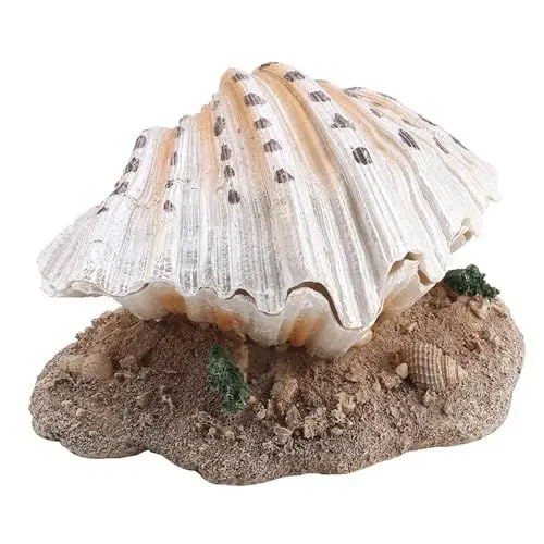 Produktbild: Korallenriff-Ornament-Dekoration, Perlmuschel-Bubbler für Aquarien, Schafft Natürliche Lebensumgebung, aus Kunstharz, Aktualisierte Aquarium-Dekoration, Verbreiterte Basis,