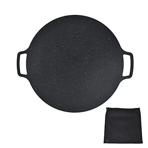 Produktbild: Koreanische BBQ-Grillpfanne, Runde Grillpfanne aus Eisen, Antihaftbeschichtet, Hitzebeständig, Rundes Grillblech für Pfannkuchen mit Schweinebauch(41CM)