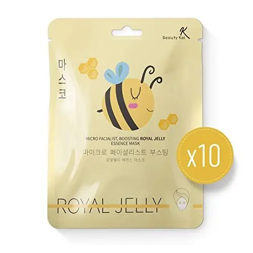 Produktbild: Koreanische Gelée Royale Tuchmasken - Feuchtigkeit & Anti-Aging - Gesichtsmaske gegen Falten - 10er-Set Hautpflege