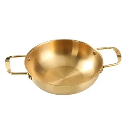 Produktbild: Koreanischer Ramen-Kochtopf, Edelstahl, Meeresfrüchte, Hot Pot, Kupferpfanne mit Griff für Küchenkochgeschirr, Induktionskochfeld (18 cm (goldene Farbe))