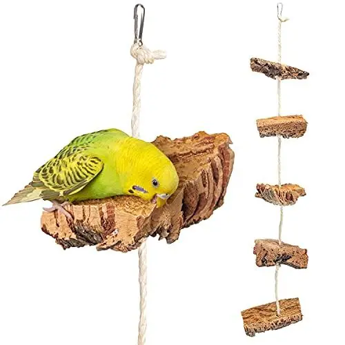 Produktbild: Vogelgaleria® Kork Knabberseil - das perfekte Wellensittich Spielzeug und Vogelzubehör zum Klettern und Nagen | Vogelspielzeug