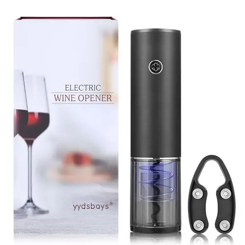 Produktbild: Korkenzieher Wein Weinöffner Elektrisch Automatischer Flaschenöffner mit Geschenkbox (Öffner mit Folienschneider, Wiederaufladbar - Schwarz)